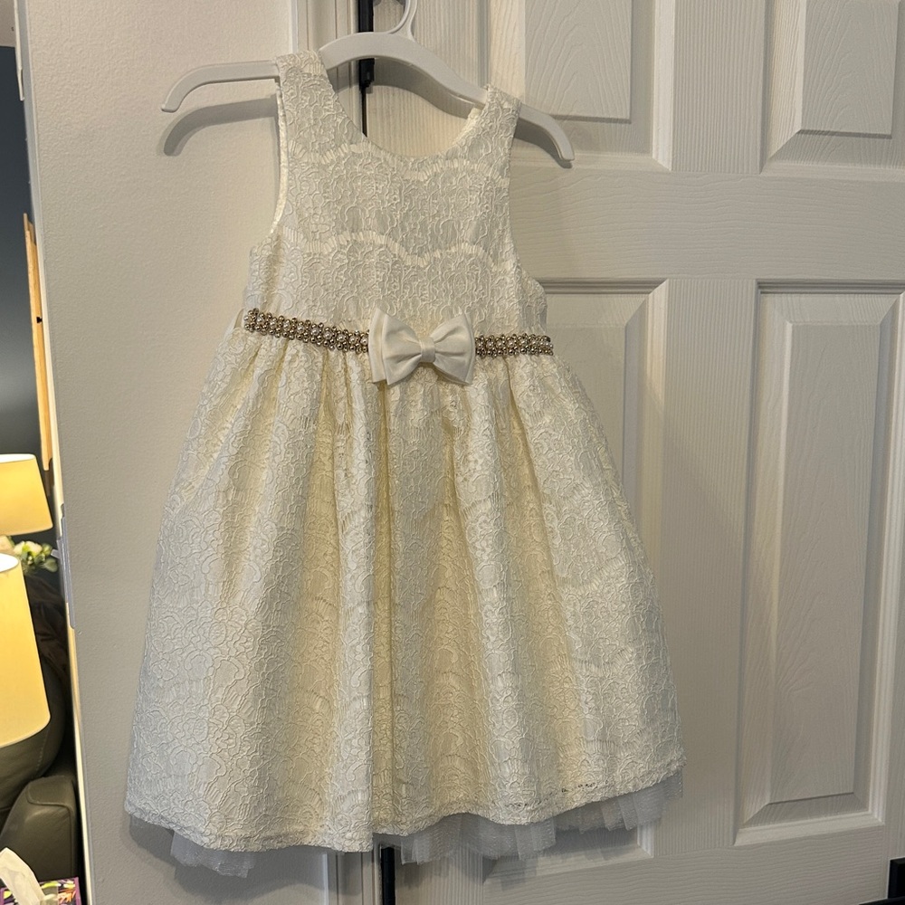 American Princess Cream Lace Dress with Bow
